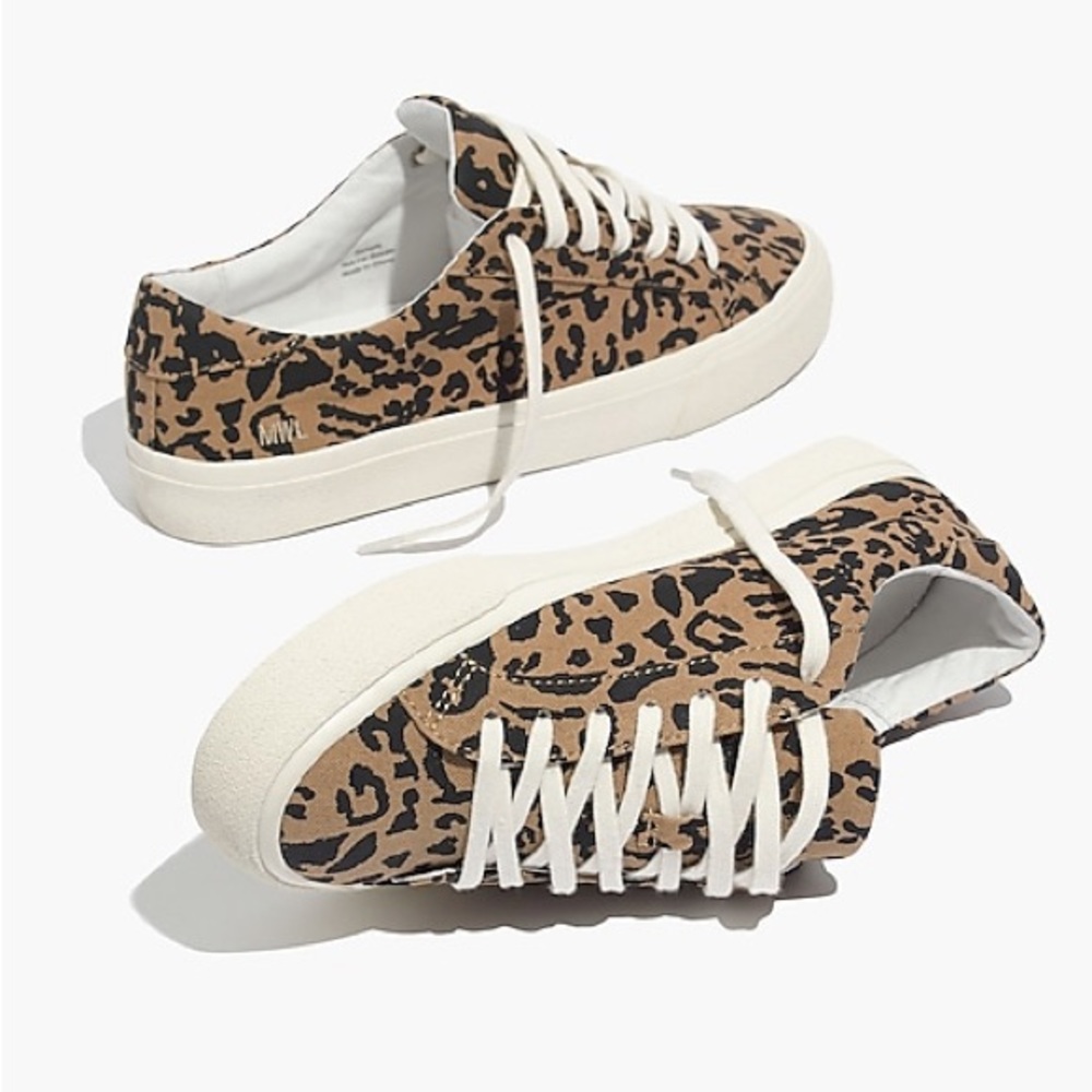 NWOT Madewell Sidewalk Low-Top Sneakers in Leopard Print Recycled Canvas